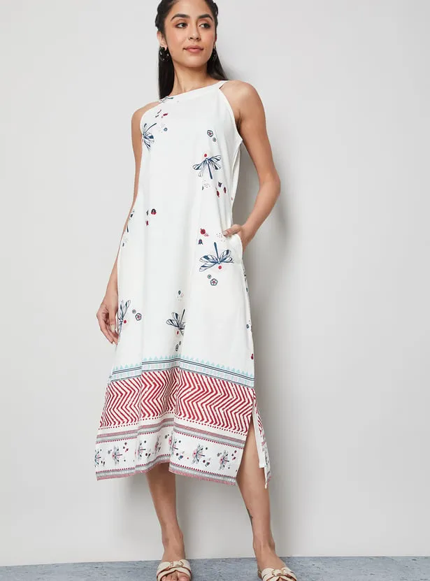COLOUR ME Floral Print Sleeveless Midi Dress
